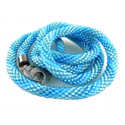 Naszyjnik sznur turecki crochet beading akwamaryn