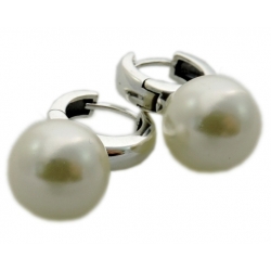 Kolczyki biała perła srebro 925 12 mm