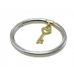 Obrączka srebro rodowane złocone klucz 16