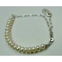 Słodkowodne perły srebro bransoletka łańcuszek