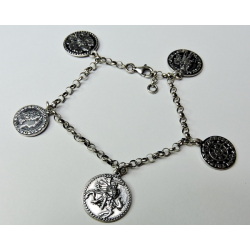 Bransoletka charms monety srebro 18 cm