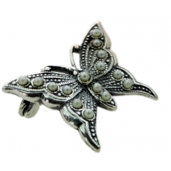 Broszka motylek motyl perły perełki srebro