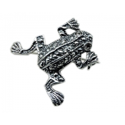 Broszka żaba z cyrkoniami srebro 925