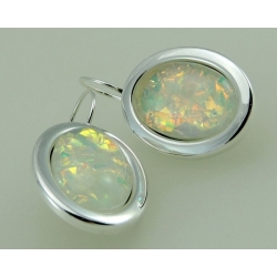 Wisior i kolczyki opal srebro komplet